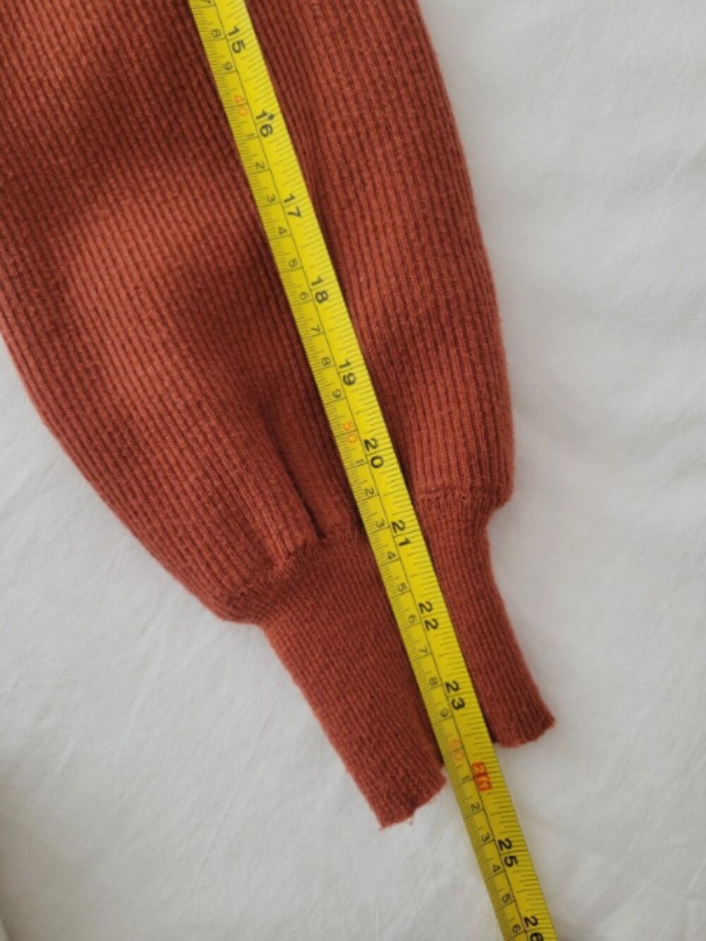 PRETTY GARDEN Womens Dress Size S Orange Ruched Sweater Midi Lantern Sleeve Knit - Picture 6 of 7